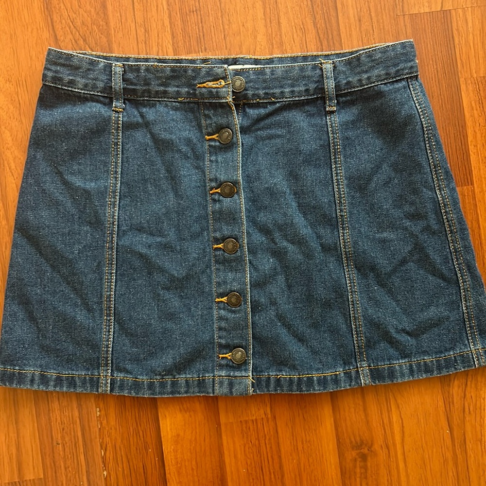 Button up denim skirt